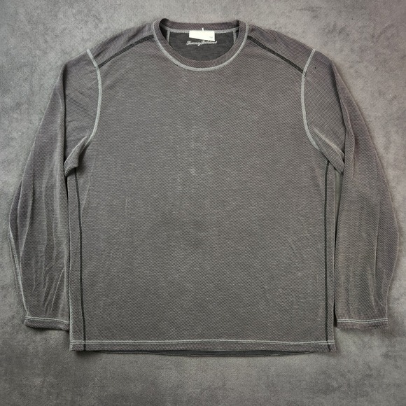 Tommy Bahama Island Zone Reversible Shirt Mens Large Gray Long Sleeve Crew Neck - Picture 1 of 15
